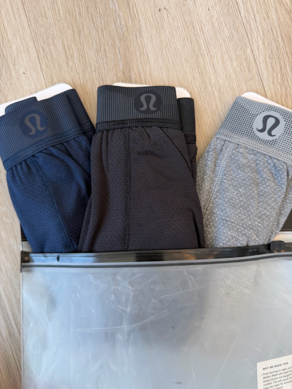 Lululemon Always in Motion Mesh Modal short length boxer- Navy, Black & Gray